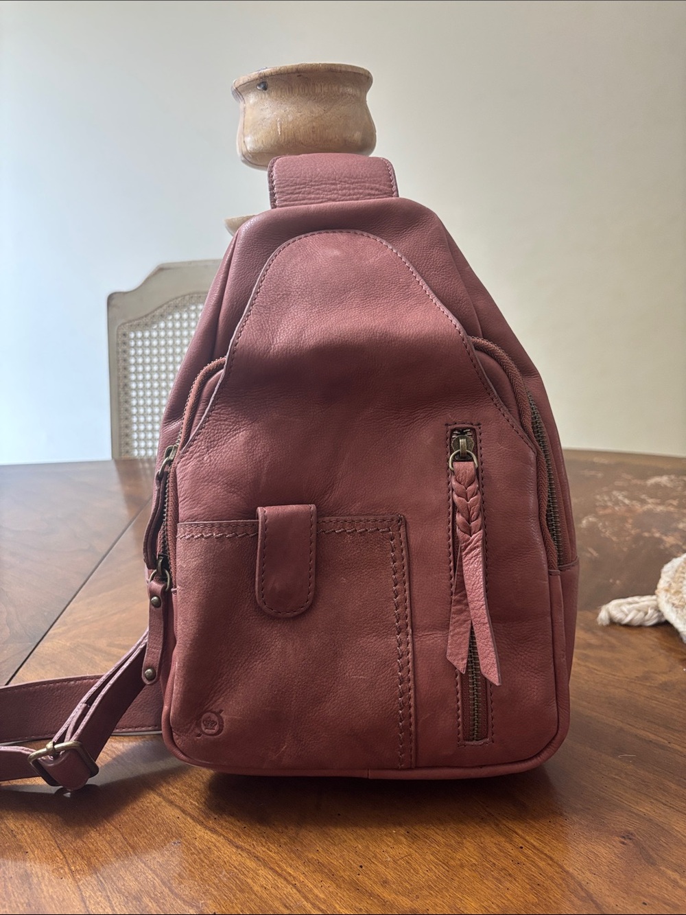 Born Dusty Rose Leather Sling Backpack. Brand New without tags.